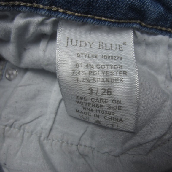 Judy Blue Jeans Womens 3/26 Blue Light Wash Skinny Fit Button Fly Raw Hem L - Picture 5 of 13